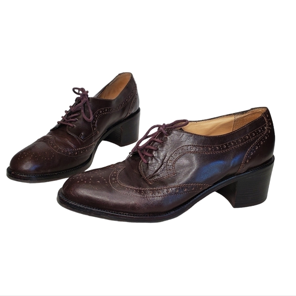 Kenneth Cole Vintage Brown Leather Oxford Shoes, Lace Up Women's Wing Ti…